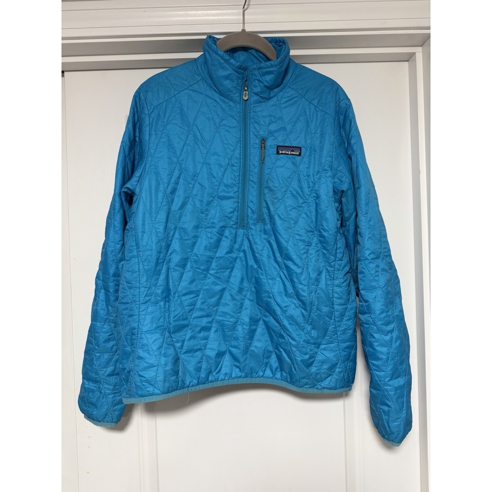 Patagonia, Nano Puff 1/2 Zip Pullover Jacket, Quilted Puffer, Womens M, Blue